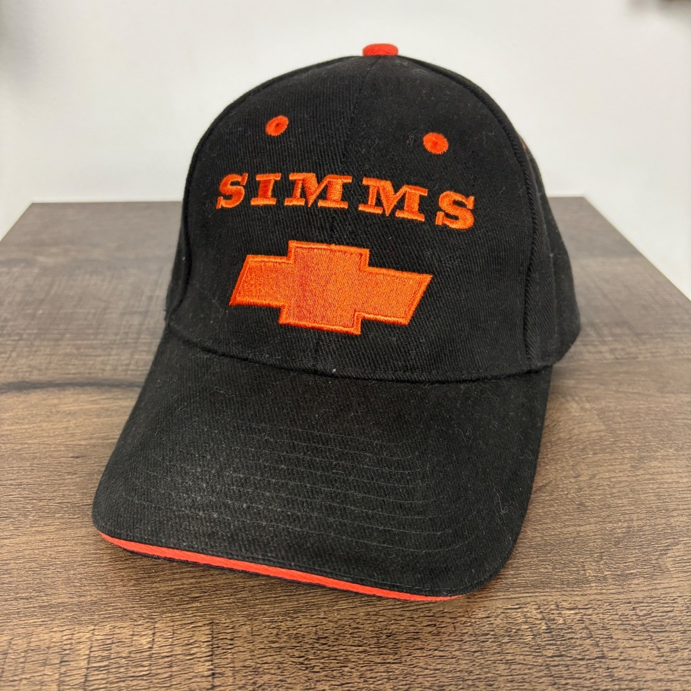 Simms Chevrolet‎ Hat Cap Black Orange Embroidered One Size Fits All